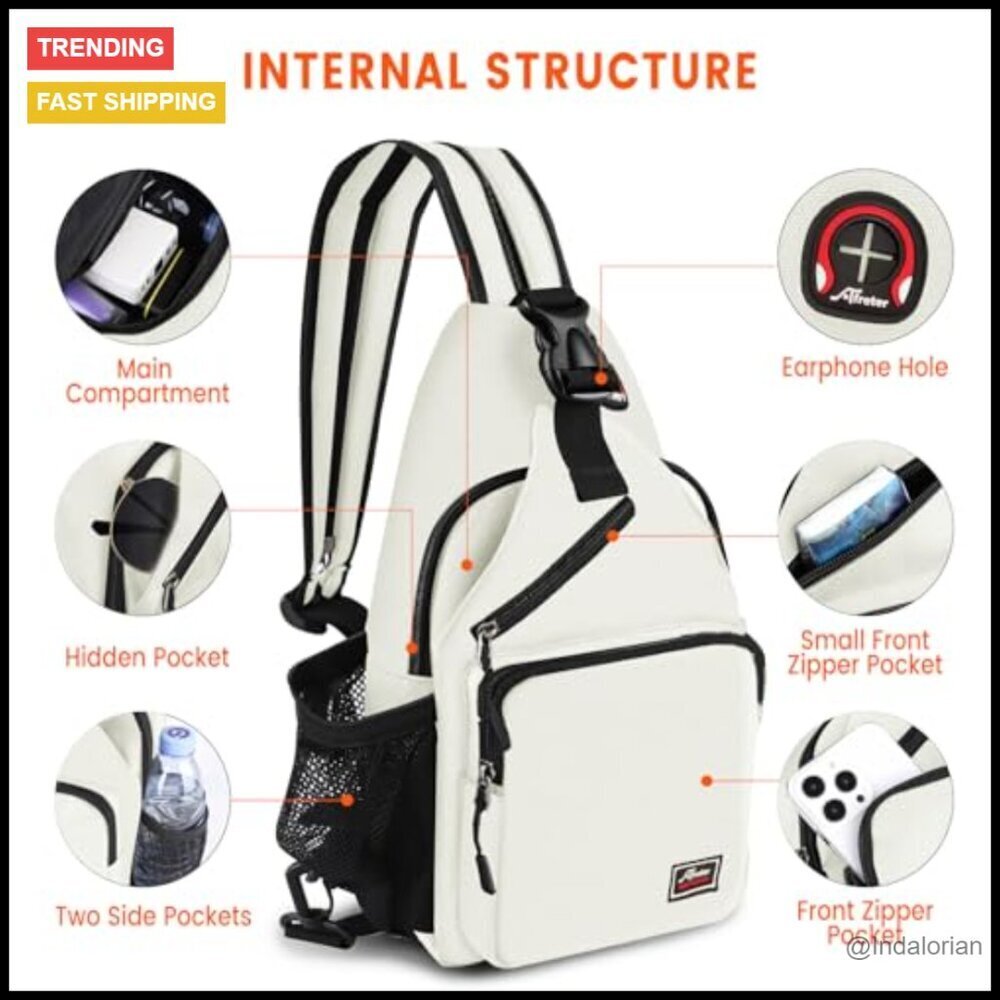Sling Backpack Daypack Crossbody Chest Bag Hiking Travel Lightweight Versatile - Picture 4 of 7